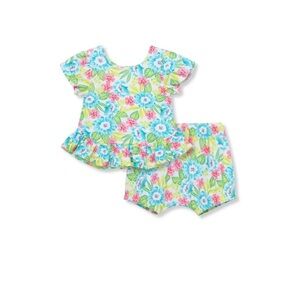 NWT peek baby girls two piece floral shorts set Sz 12-18 months tropical